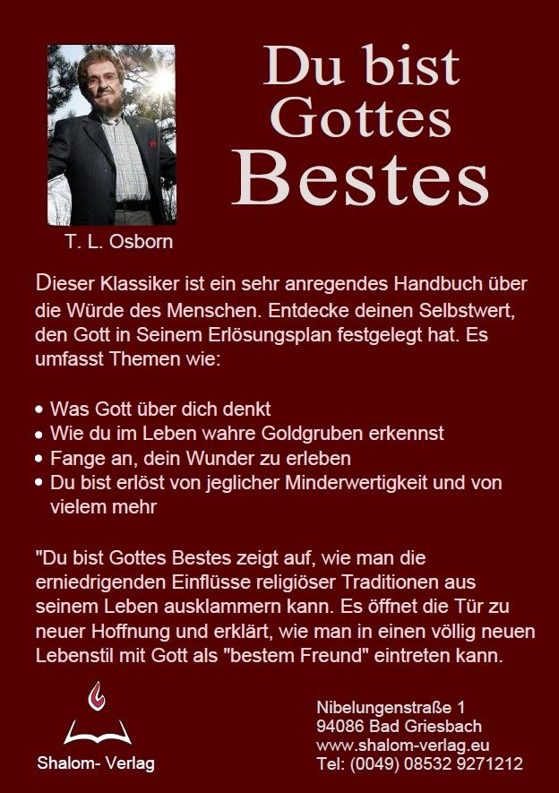 Hörbücher Deutsch - T.L. Osborn: Du bist Gottes Bestes! (ohne Hintergrundmusik-3 CDs)