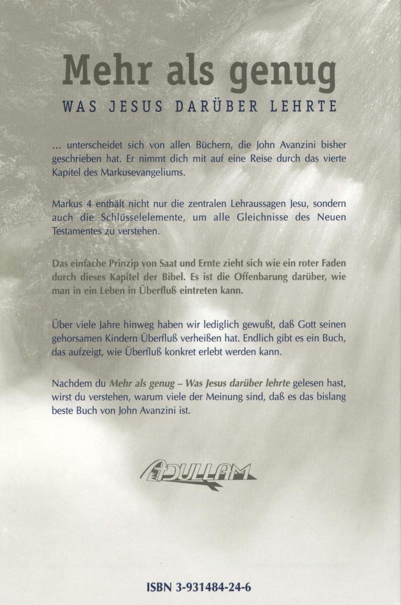 John Avanzini: Mehr als genug - Was Jesus darüber lehrte (Rabattangebot 3 Stk + 2 Gratis)