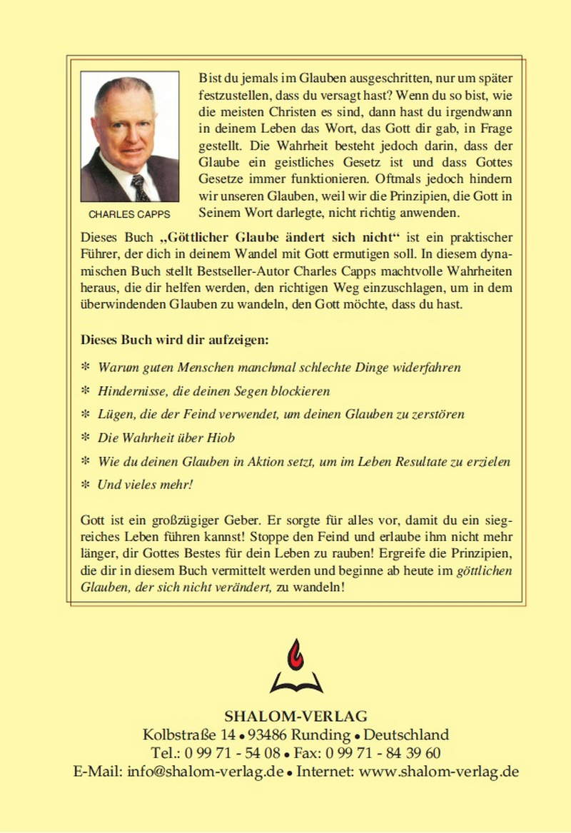 Charles Capps: Göttlicher Glaube ändert sich nicht (Rabattangebot 4 Stk + 1 Gratis)