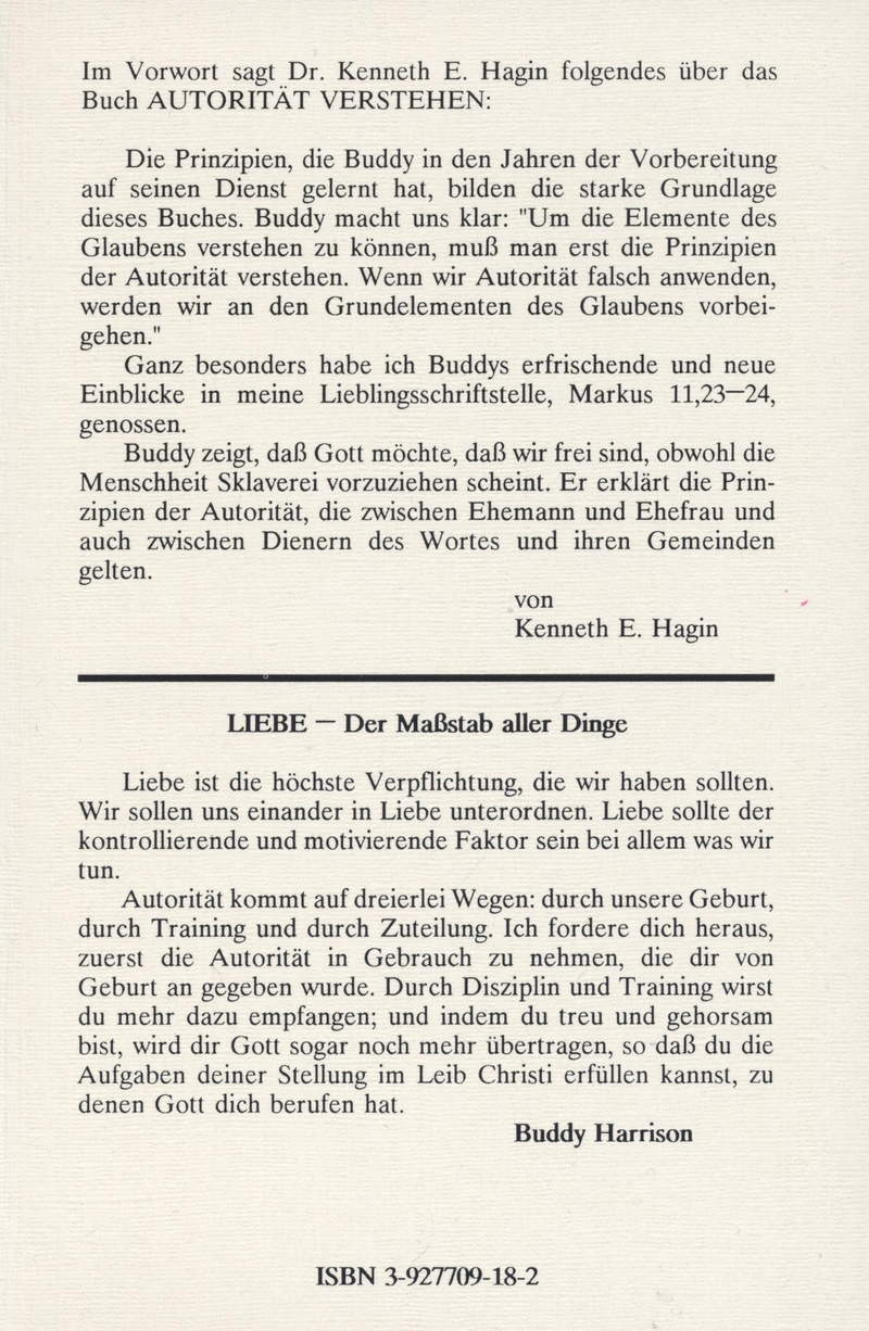 Buddy Harrison: Autorität verstehen (Rabattangebot 3 Stk + 2 Gratis)