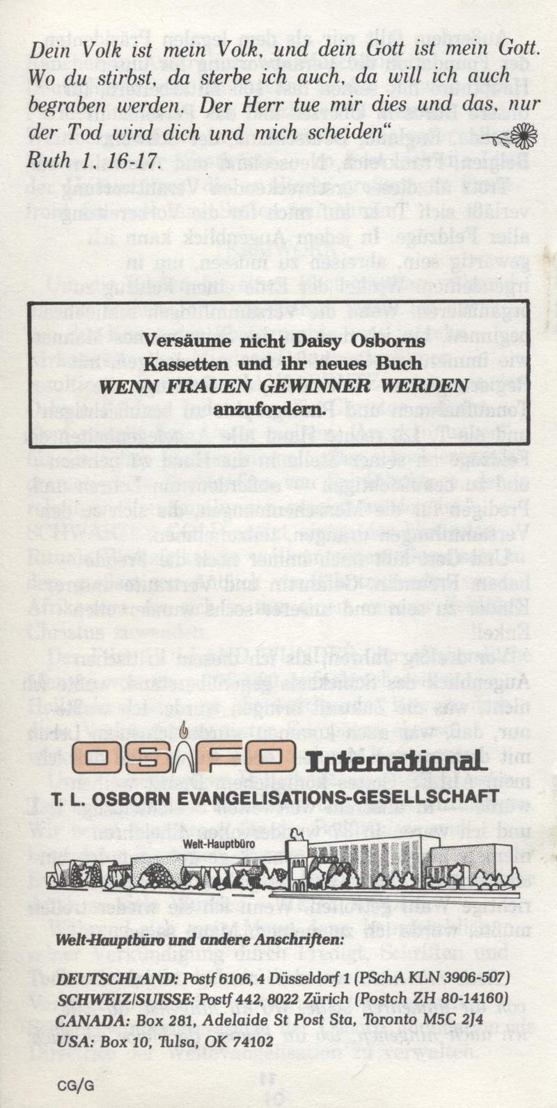 Daisy Osborn: Ich traf die Wahl! (Broschüre)