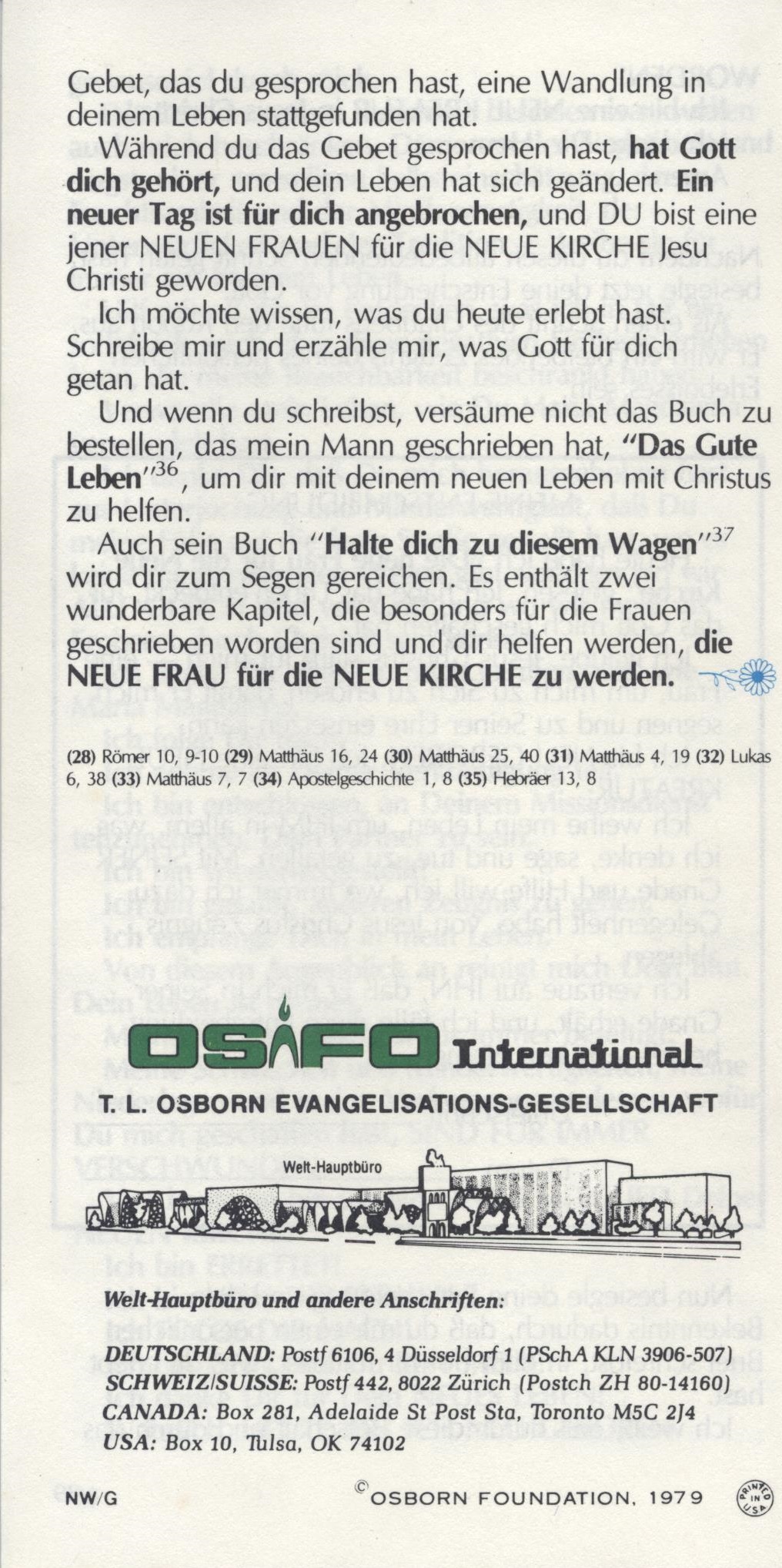 Daisy Wasburn-Osborn: Die neue Frau für die neue Kirche (Traktat)