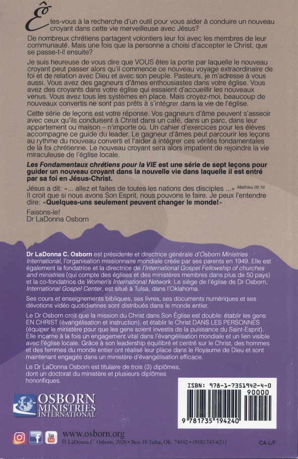 LaDonna Osborn: Les Fondamentaux CHRÉTIENS pour la Vie (Christian Absolutes For Life (Leader's Guide-french)