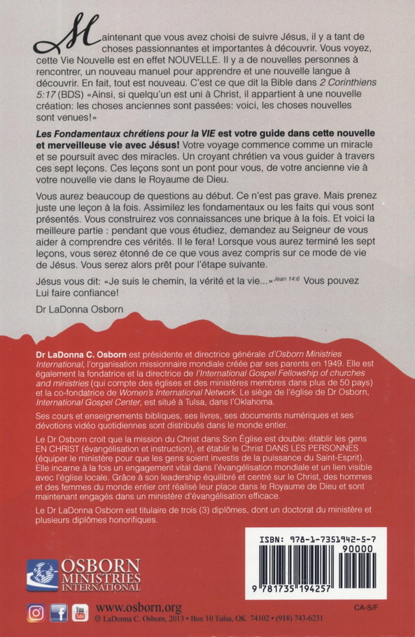 LaDonna Osborn: Les Fondamentaux CHRÉTIENS pour la Vie (Christian Absolutes For Life (Student Workbook-french)
