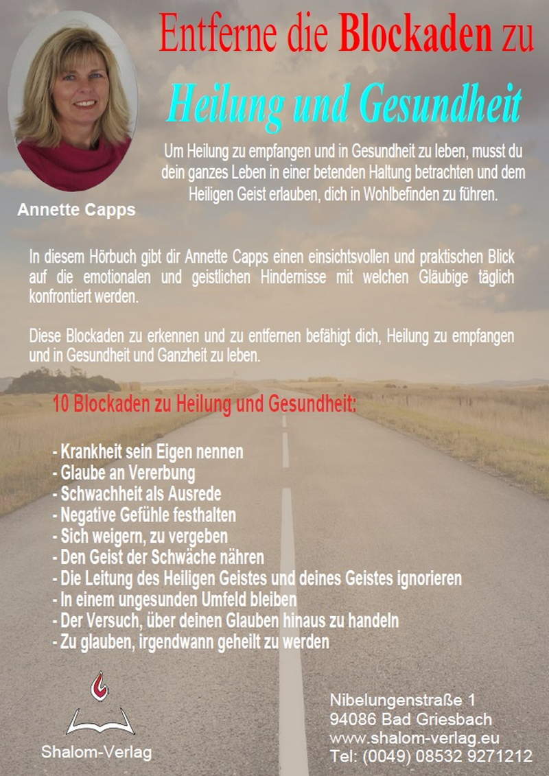 Annette Capps: Entferne die Blockaden zu Heilung & Gesundheit (MP3)