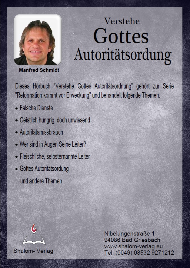 Manfred Schmidt: Verstehe Gottes Autoritätsordnung (1 CD)