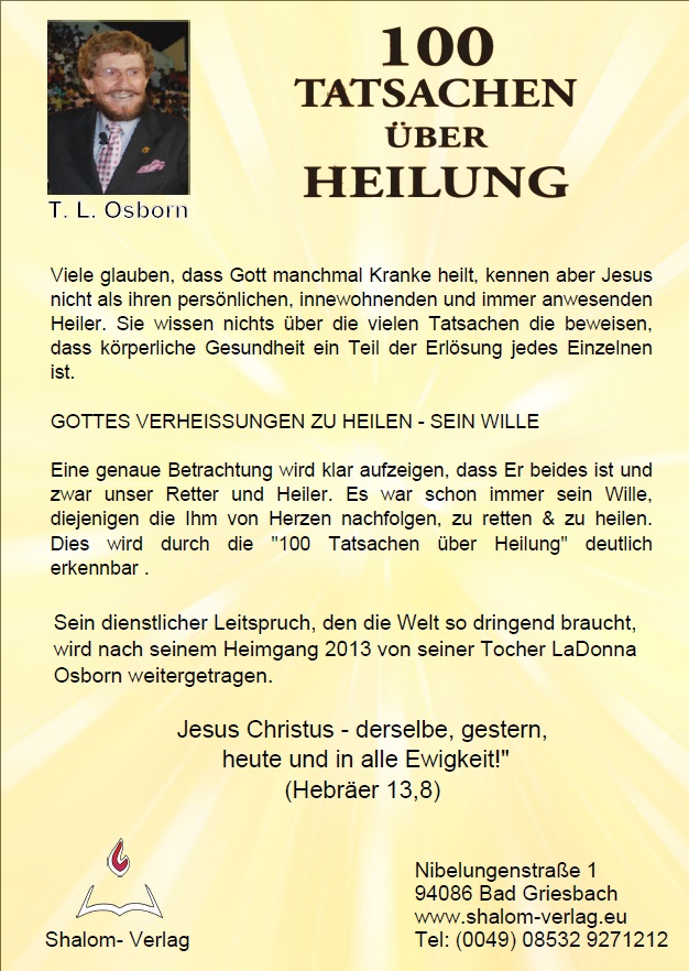 T.L. Osborn: 100 Tatsachen über Heilung (1 CD)