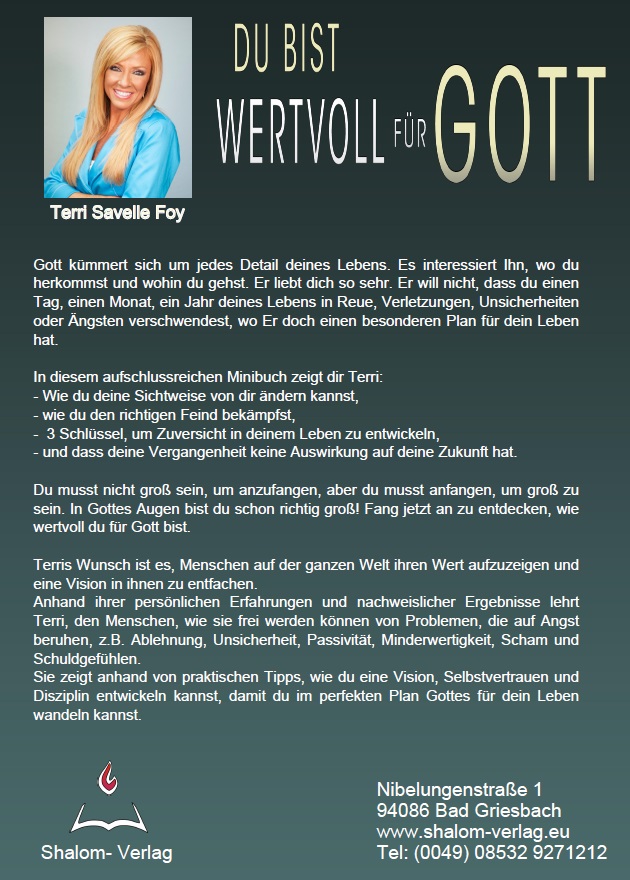 Terri Savelle Foy: Du bist wertvoll für Gott (MP3)