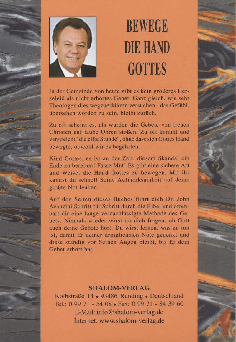 John Avanzini: Bewege die Hand Gottes (Rabattangebot 4 Stk + 1 Gratis)
