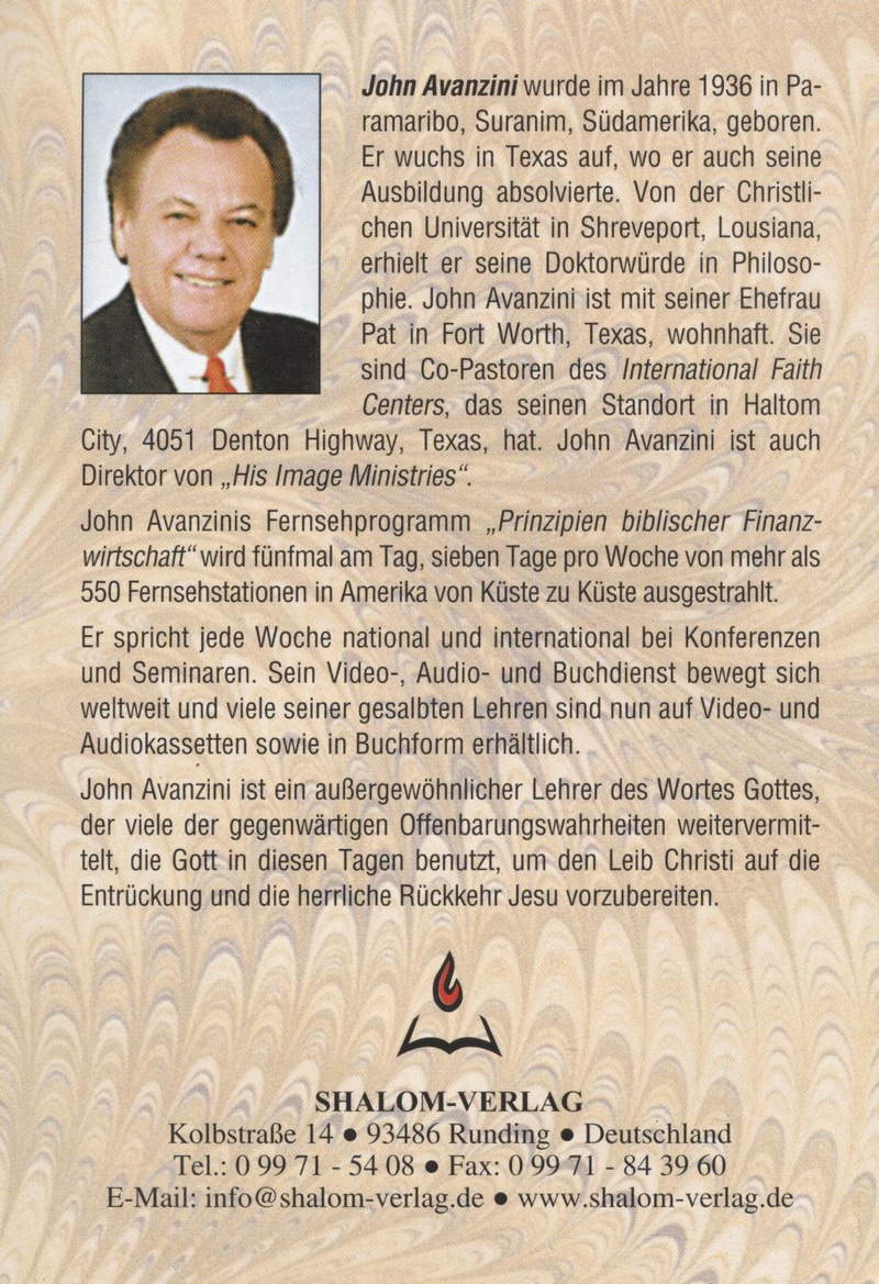 John Avanzini: Den Zehnten geben - heute noch aktuell?