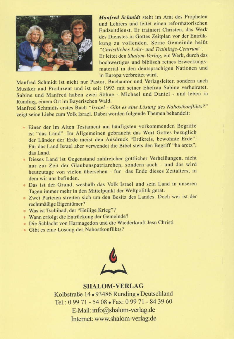 Manfred Schmidt: Israel - Gibt es eine Lösung des Nahostkonflikts? (Rabattangebot 5 Stk + 5 Gratis)
