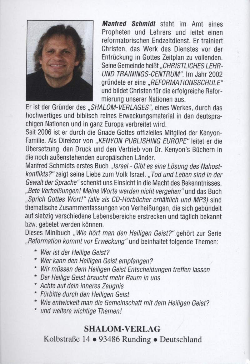Manfred Schmidt: Wie hört man den Heiligen Geist?