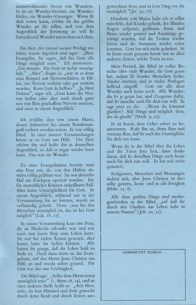 T.L. Osborn: Der Gott, der Wunder tut (Traktat) - gratis