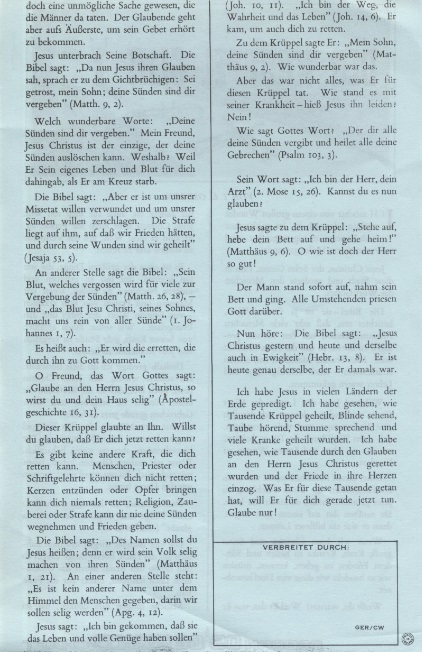 T.L. Osborn: Der Krüppel geht (Traktat) - gratis