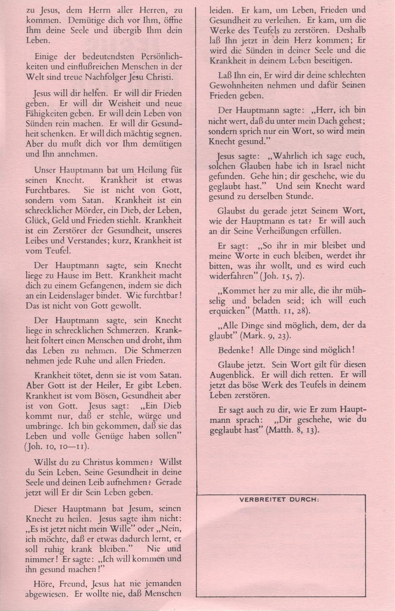 T.L. Osborn: Jesus und der Hauptmann (Traktat) - gratis