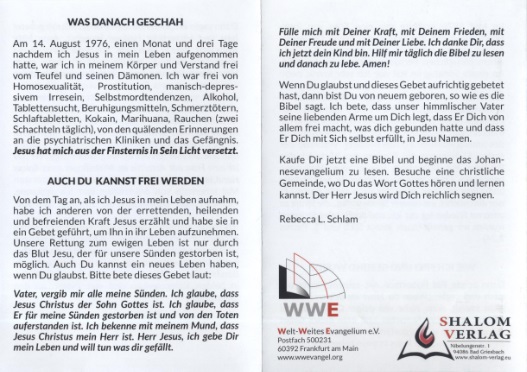 Weltweites Evangelium: Er gab mir neues Leben und heilte mich (Traktat)