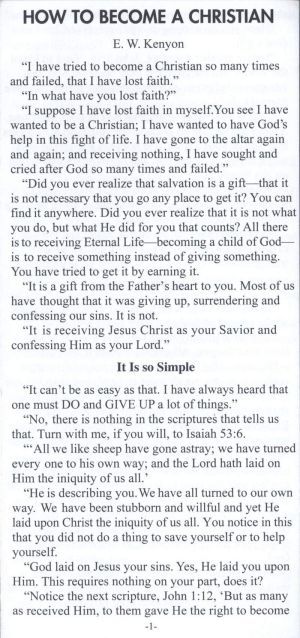 E.W. Kenyon: How to Become a Christian? (Tract)