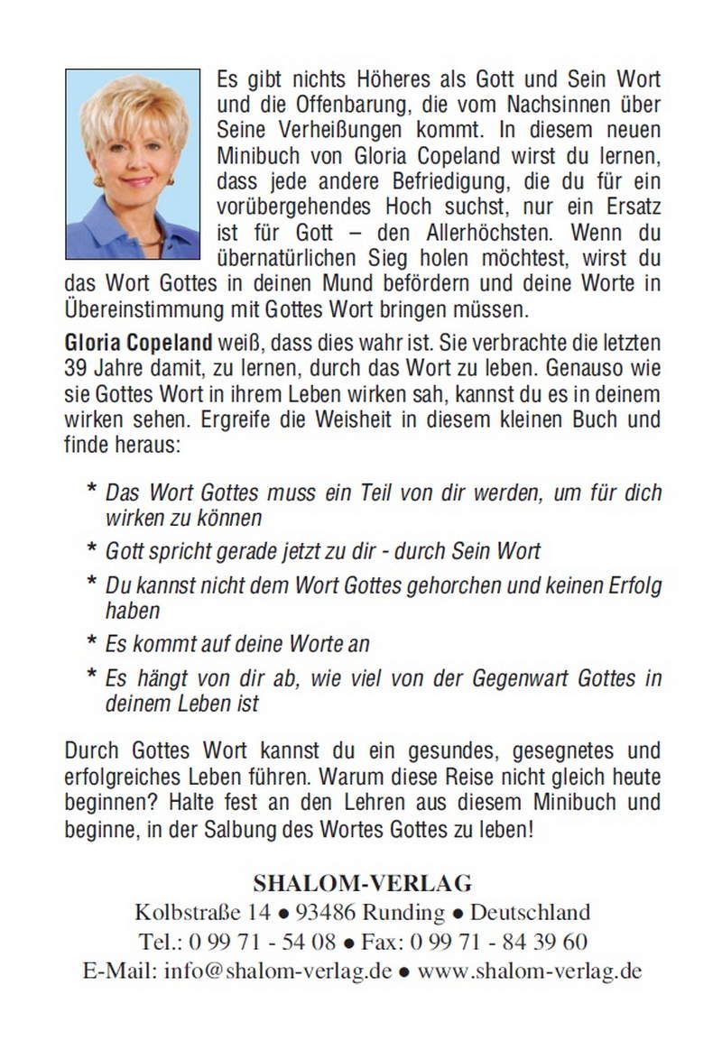 Gloria Copeland: Nichts ist so hoch wie der Allerhöchste