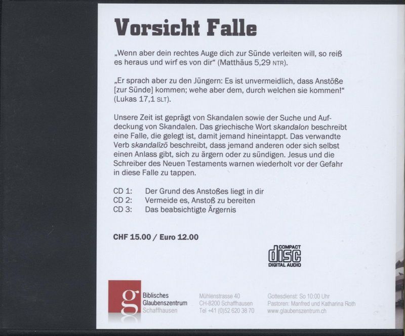 Predigten Deutsch - Manfred & Katharina Roth: Vorsicht Falle! (3CDs)
