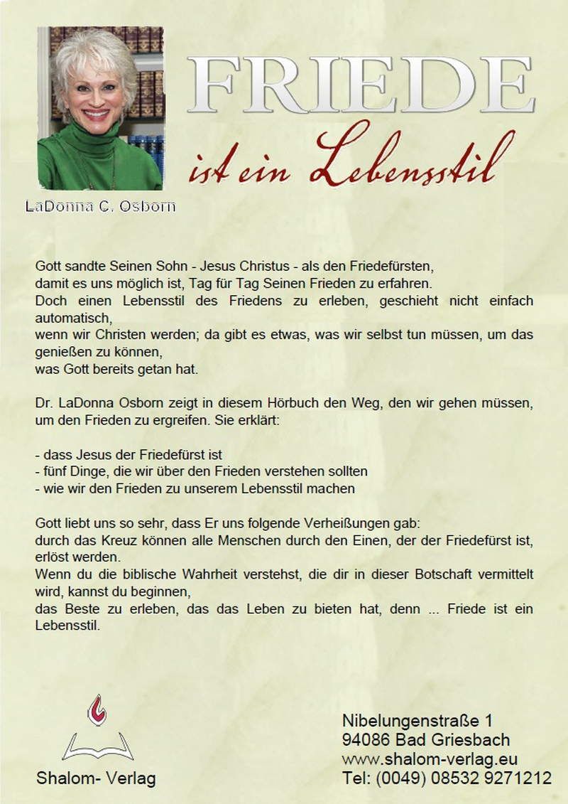 Hörbücher Deutsch - LaDonna C. Osborn: Friede ist ein Lebensstil (CD)