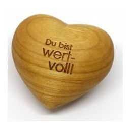 Geschenkartikel - Holz Herz "Du bist wertvoll!"
