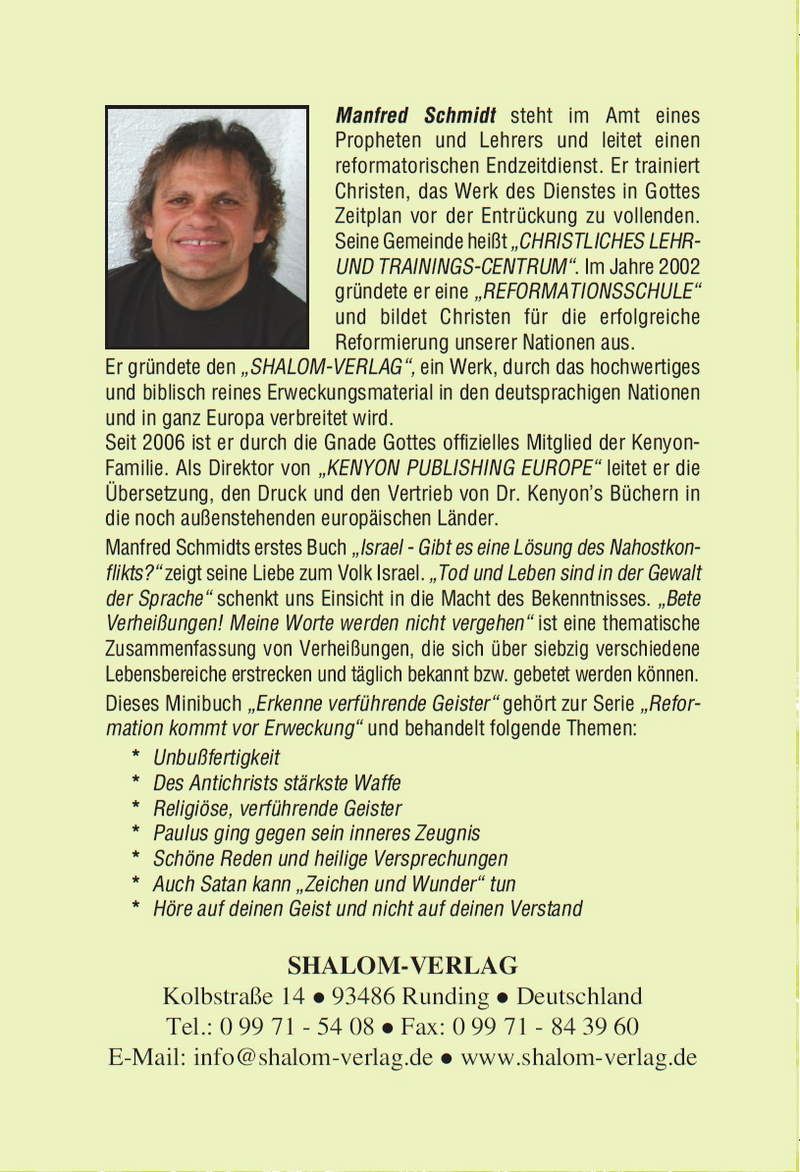 Manfred Schmidt: Erkenne verführende Geister