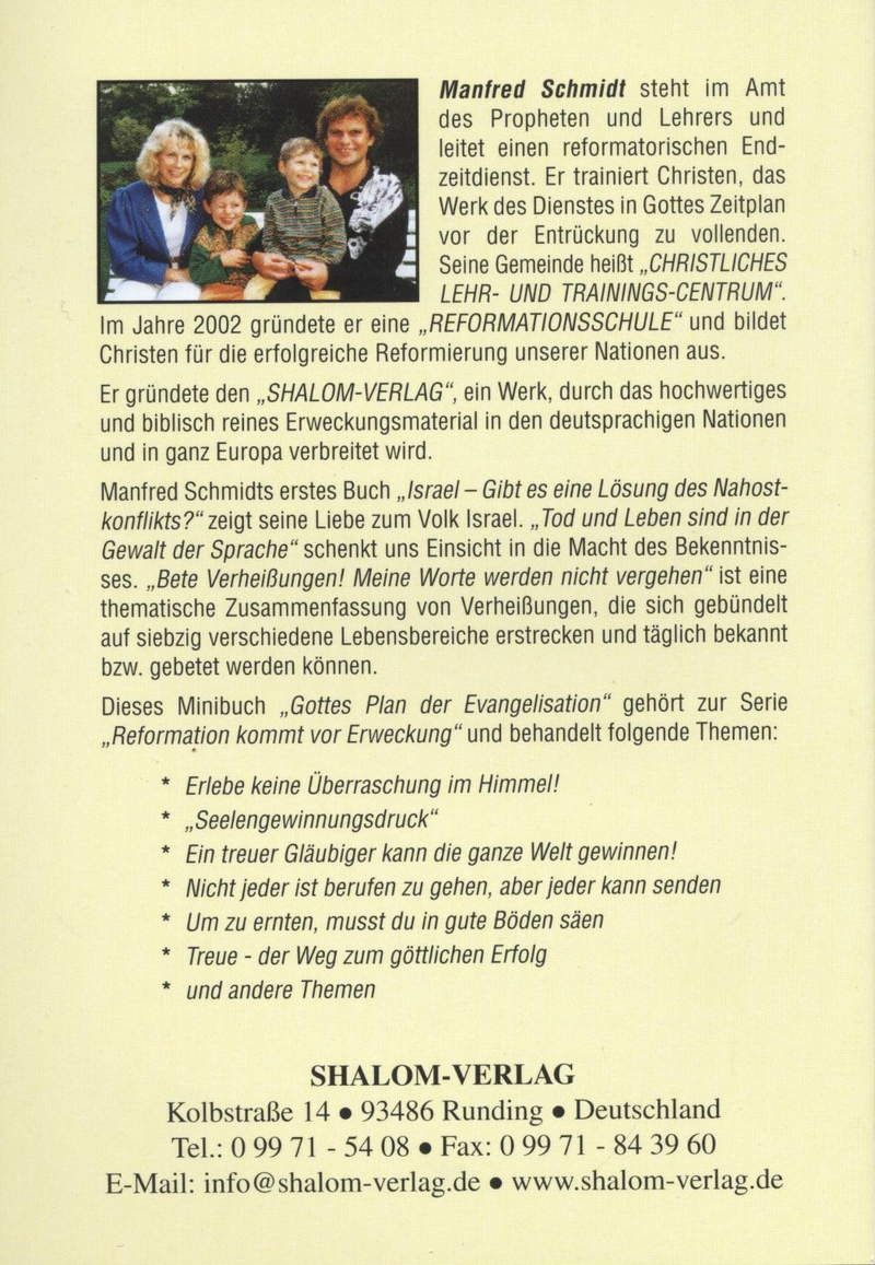 Manfred Schmidt: Gottes Plan der Evangelisation