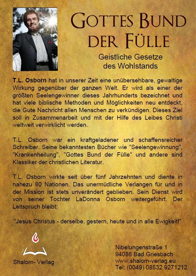 T.L. Osborn: Gottes Bund der Fülle (MP3-1 CD) (mit Hintergrundmusik)