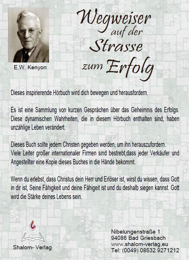 Hörbücher Deutsch - E.W. Kenyon: Wegweiser auf der Straße zum Erfolg (MP3)