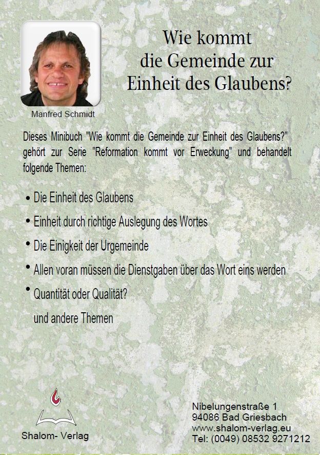 Manfred Schmidt: Wie kommt die Gemeinde zur Einheit des Glaubens? (1 CD)