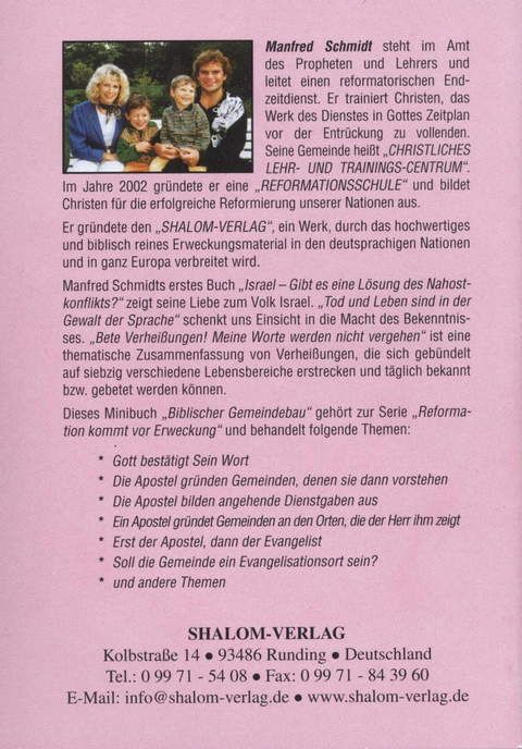 Büchersortiment - Minibücher - Manfred Schmidt: Biblischer Gemeindebau