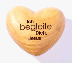 Holz Herz "Ich begleite Dich, Jesus"
