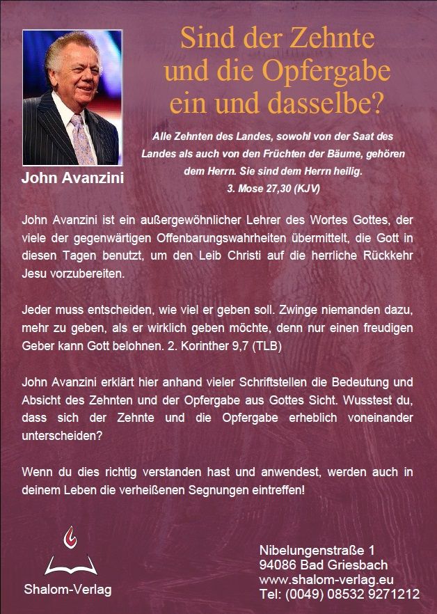 Hörbücher Deutsch - John Avanzini: Sind der Zehnte und die Opfergabe ein und dasselbe? (1 CD)