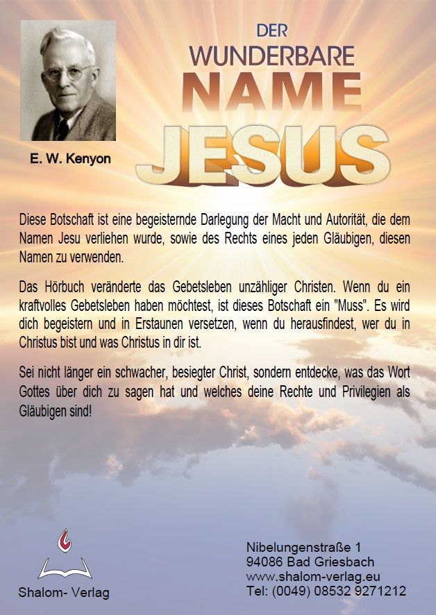 Hörbücher Deutsch - E.W. Kenyon: Der wunderbare Name Jesus (MP3-1 CD)