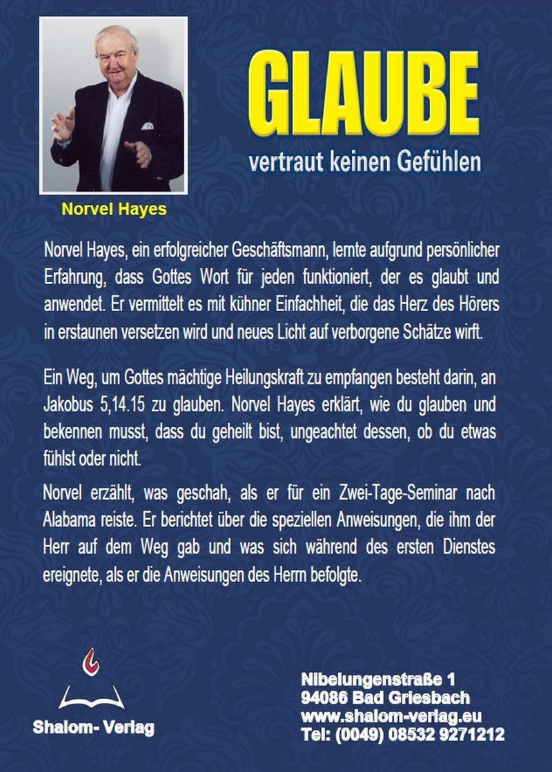 Norvel Hayes: Glaube vertraut keinen Gefühlen (1 CD)