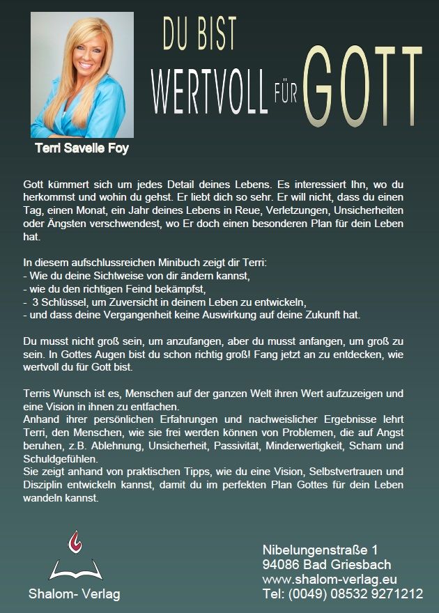 Hörbücher Deutsch - Terri Savelle Foy: Du bist wertvoll für Gott (MP3)
