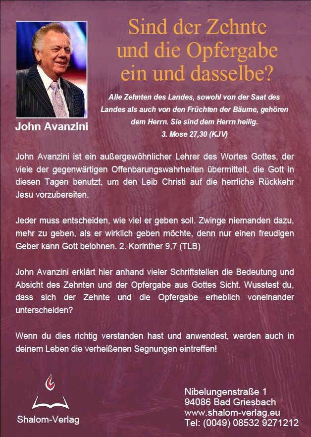 John Avanzini: Sind der Zehnte und die Opfergabe ein und dasselbe? (1 CD)
