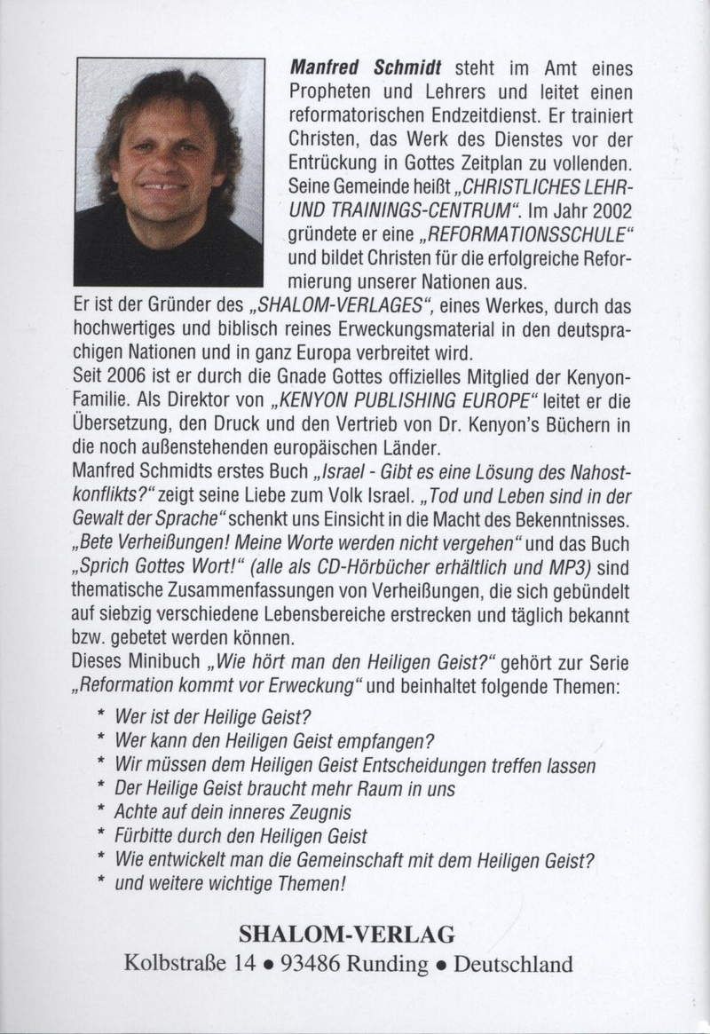 Manfred Schmidt: Wie hört man den Heiligen Geist?