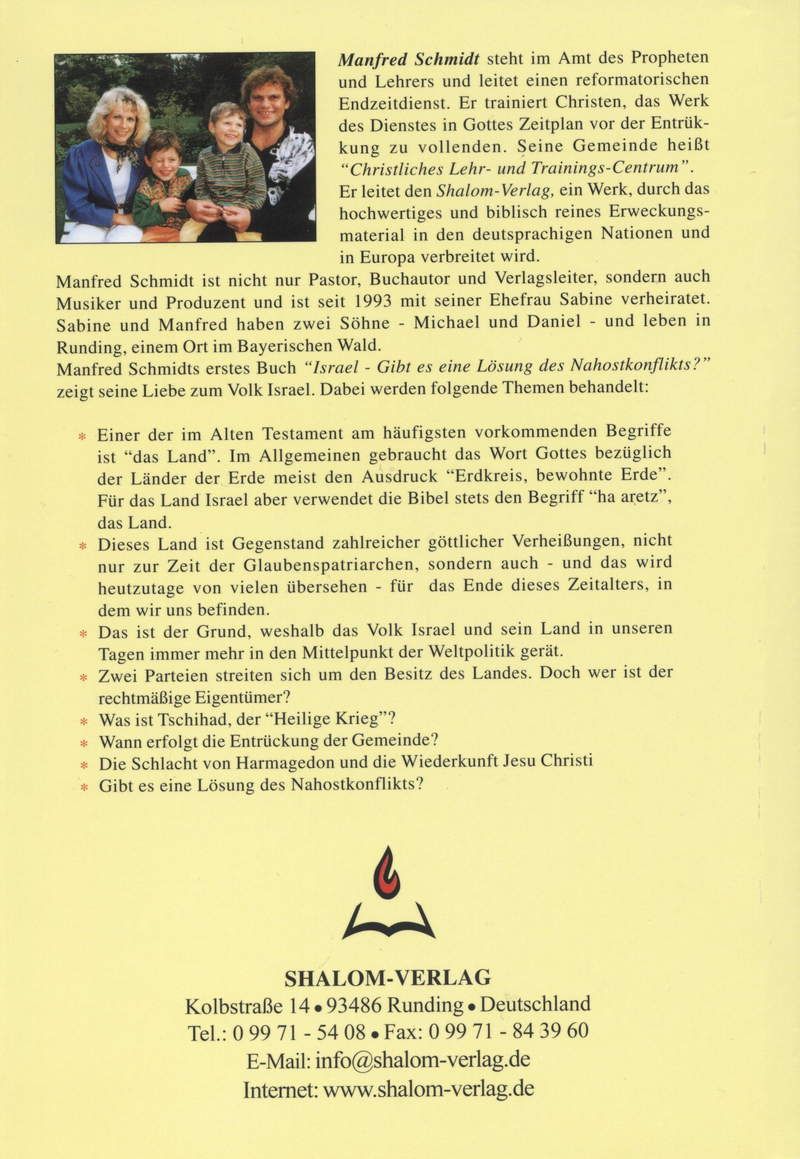 Manfred Schmidt: Israel - Gibt es eine Lösung des Nahostkonflikts? (Rabattangebot 3 Stk + 2 Gratis)