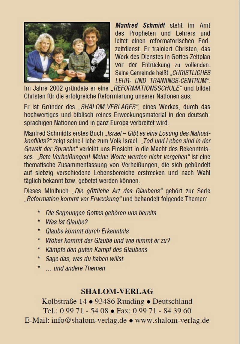 Manfred Schmidt: Die göttliche Art des Glaubens