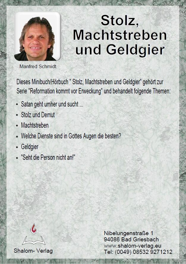 Hörbücher Deutsch - Manfred Schmidt: Stolz, Machtstreben und Geldgier (1 CD)
