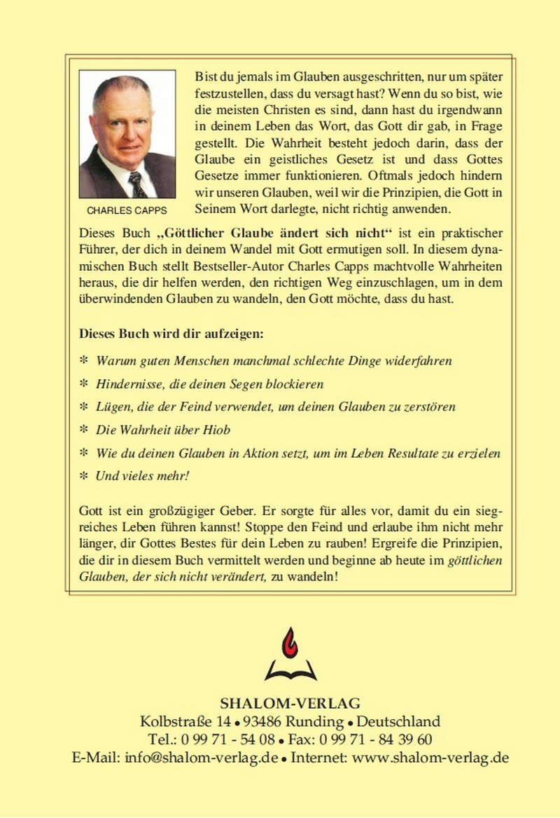 Charles Capps: Göttlicher Glaube ändert sich nicht (Rabattangebot 8 Stk + 2 Gratis)