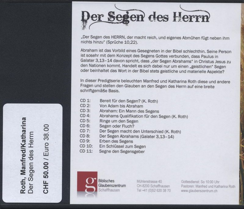 Predigten Deutsch - Manfred & Katharina Roth: Der Segen des Herrn (11 CDs)
