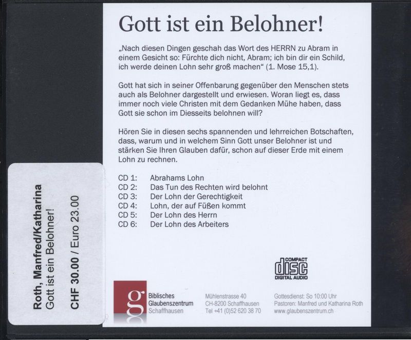 Predigten Deutsch - Manfred & Katharina Roth: Gott ist ein Belohner (6CDs)