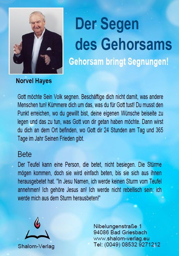 Norvel Hayes: Der Segen des Gehorsams (1 CD)
