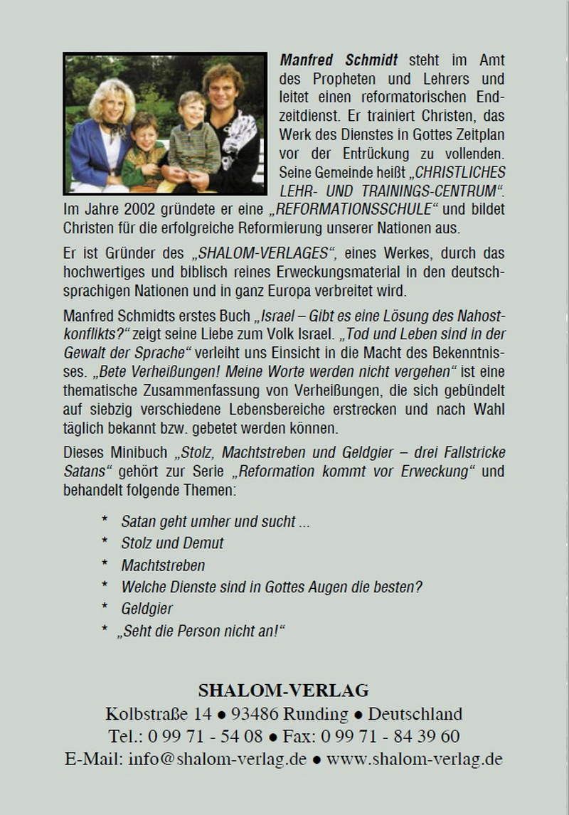 Manfred Schmidt: Stolz, Machtstreben und Geldgier