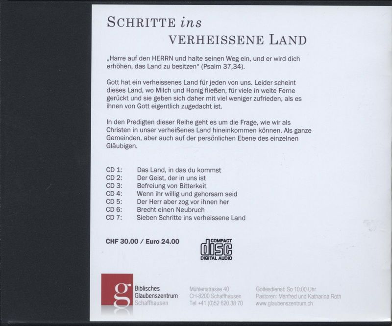 Predigten Deutsch - Manfred & Katharina Roth: Schritte ins Verheissene Land (7CDs)