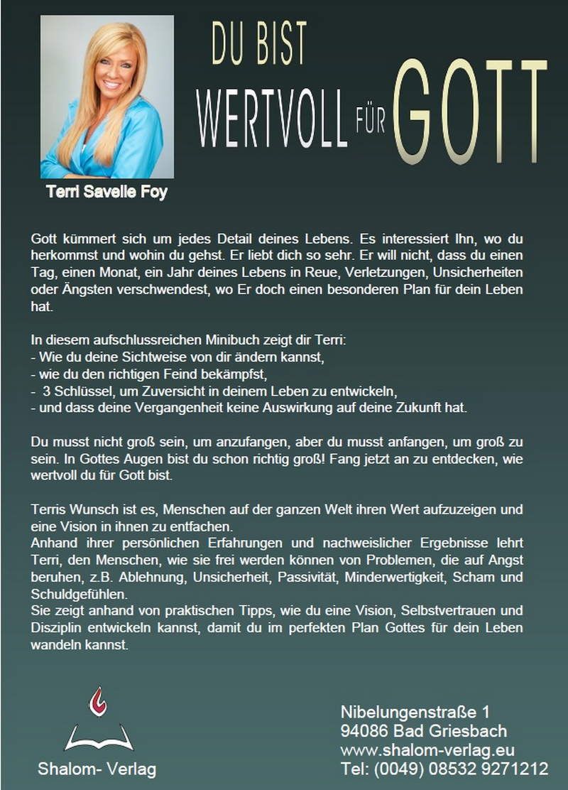 Hörbücher Deutsch - Terri Savelle Foy: Du bist wertvoll für Gott (CD)