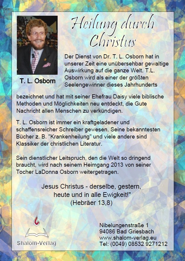 Hörbücher Deutsch - T.L. Osborn: Heilung durch Christus (MP3-1 CD)