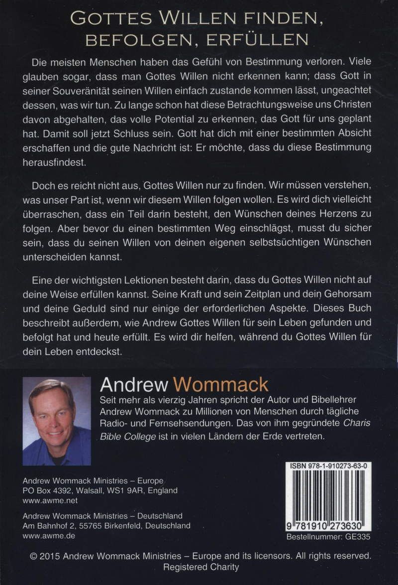 Büchersortiment - Andrew Wommack: Gottes Willen finden, befolgen, erfüllen